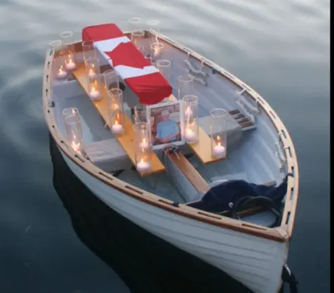 Viking boat at beginning of ceremony