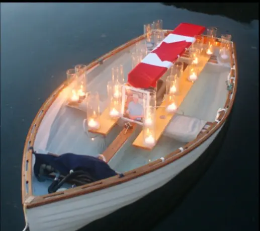 Viking boat at beginning of ceremony